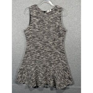 GAP Tweed Fit & Flare Dress‎ Sleeveless Ruffle Hem Black White Size 12